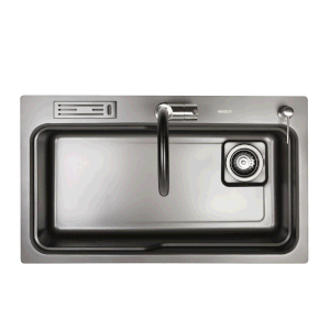 800mm Gun Metal Belle Luxe 2.0 Single Bowl Workstation Kitchen Sink – Dual Step – Nano Coated Stainless Steel Panel – Anti-Scratch | HG-920244-2432