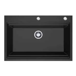 840mm Black Single Bowl Workstation Kitchen Sink with Steps – Granite | HG-935023-B-2653