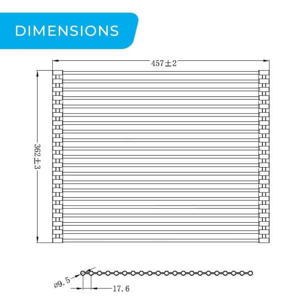 higold 450mm stainless steel rollable drainer tray dimensions diagram
