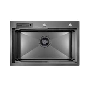 750mm Gun Metal Belle Luxe 1.0 Single Bowl Workstation Kitchen Sink – Slide Lip – Nano Coated 3mm Thick Stainless Steel Panel – Anti-Scratch | HG-952257-2666