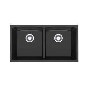 840mm Black Double Bowl Kitchen Sink – Granite | HG-935021-B-2655