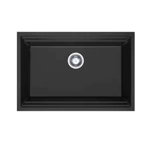 760mm Black Single Bowl Workstation Kitchen Sink with Steps – Granite | HG-935022-B-2651