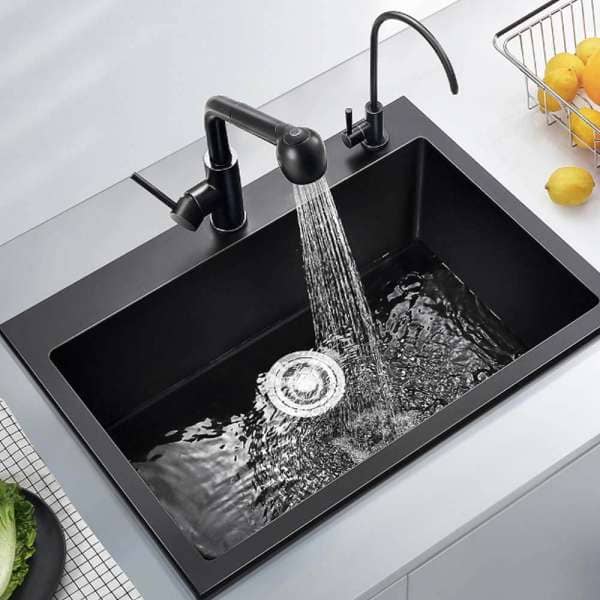 single bowl black kitchen sink
